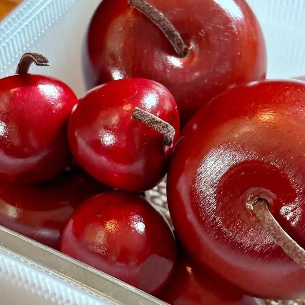 Vintage Wooden Apple Decor Set of 9 Red Rustic